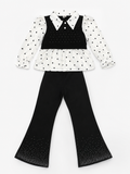 Ensemble fille chic à pois - Pantalon évasé à strass