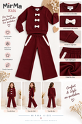 Ensemble fille 2 pièces avec nœuds – Bordeaux – Automne