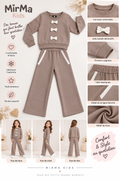 Ensemble fille 2 pièces avec nœuds – Beige taupe – Automne