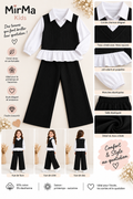 Ensemble fille 2 pièces effet chemise – Noir & blanc – Printemps/Automne